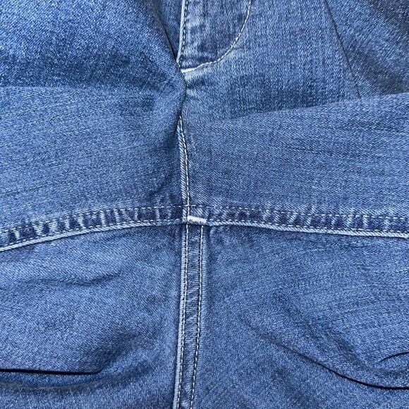 EXPRESS 12R Bell Flare High Rise Front Seam Medium Wash Blue Jeans - Picture 15 of 16